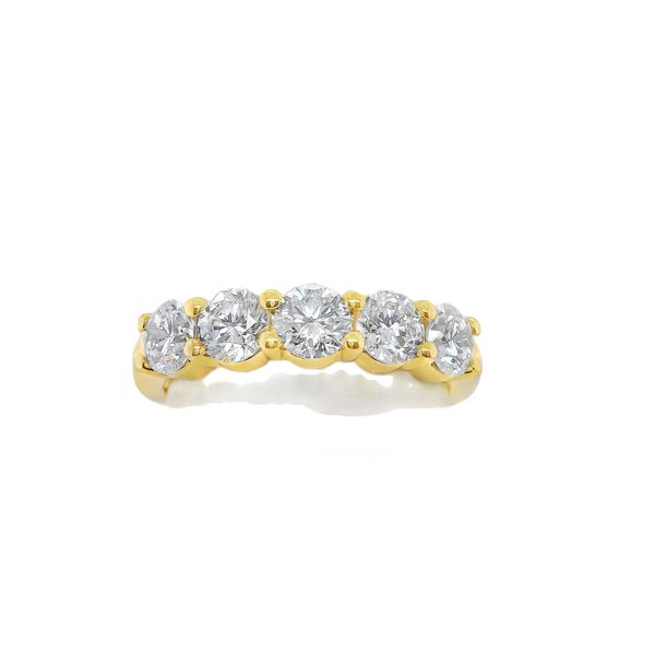14K YG LAB GROWN DIAMOND BAND WITH  5 RND STONES = 1.51 CTTW Lennon's W.B. Wilcox Jewelers New Hartford, NY