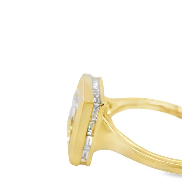 14K YG LAB GROWN DIAMOND RING WITH 3.04 CT PRINCESS CUT CENTER AND 16 BAGUETTES IN HIDDEN HALO  CTR =3.04 CT F/VS1  BAGUETTES = .31CTTW<br>IGI CERT# 754526251 - CENTER STONE ONLY Lennon's W.B. Wilcox Jewelers New Hartford, NY