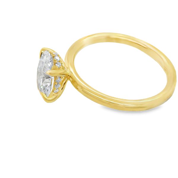 14K YG LAB GROWN DIAMOND RING CENTER STONE IS 1.55 CT OVAL IN A 4 PRONG HEAD WITH A HIDDEN HALO =.07 CTTW RND LAB DIAS. <br>IGI CERT # LG749563077 Image 2 Lennon's W.B. Wilcox Jewelers New Hartford, NY