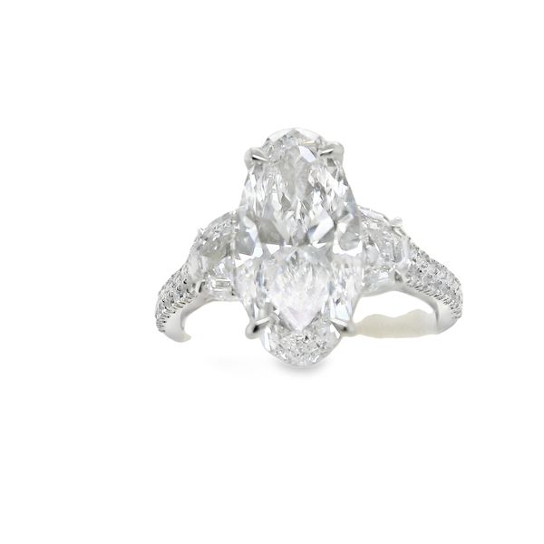 14K WG LAB CREATED DIAMOND RING WITH 3.09 CT OVAL CENTER  TOTAL WT 4.0 CTTW<br>IGI CERT LG778644304 Lennon's W.B. Wilcox Jewelers New Hartford, NY