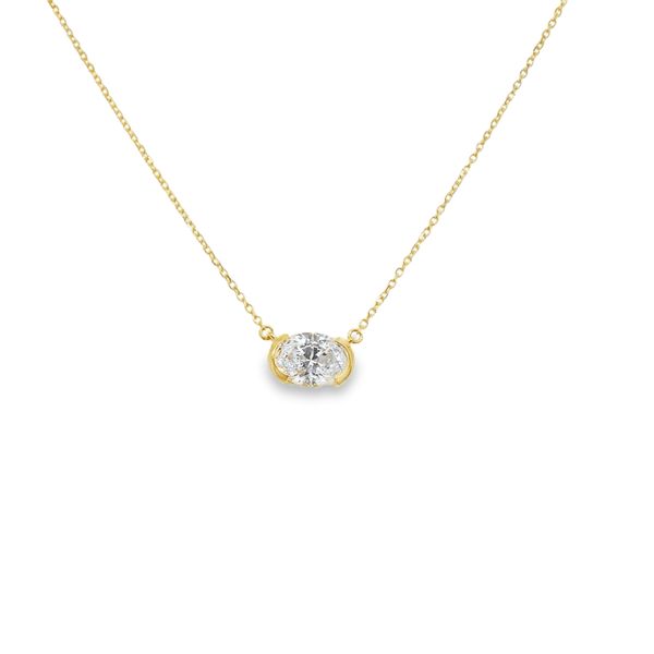 14KT YG PENDANT CONTAINING ONE LAB GROWN EAST-WEST FACING OVAL DIAMOND 16 INCHES 1.07CTTW Lennon's W.B. Wilcox Jewelers New Hartford, NY