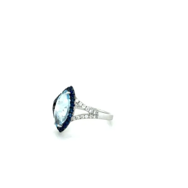 14Kt White Gold Marquise Blue Topaz with Diamonds and Sapphires in Mounting Image 2 Lennon's W.B. Wilcox Jewelers New Hartford, NY