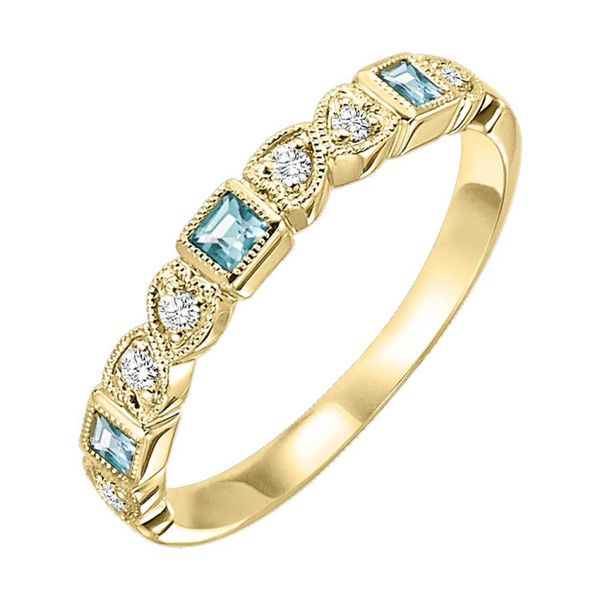 10Kt Yellow Gold Alternating Diamond and Blue Topaz Band  Lennon's W.B. Wilcox Jewelers New Hartford, NY