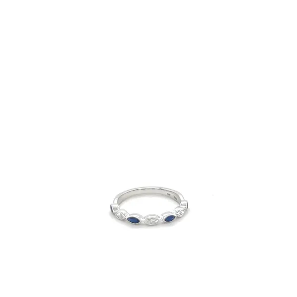 14Kt White Gold Alternating Marquise Diamond and Sapphire Band Lennon's W.B. Wilcox Jewelers New Hartford, NY