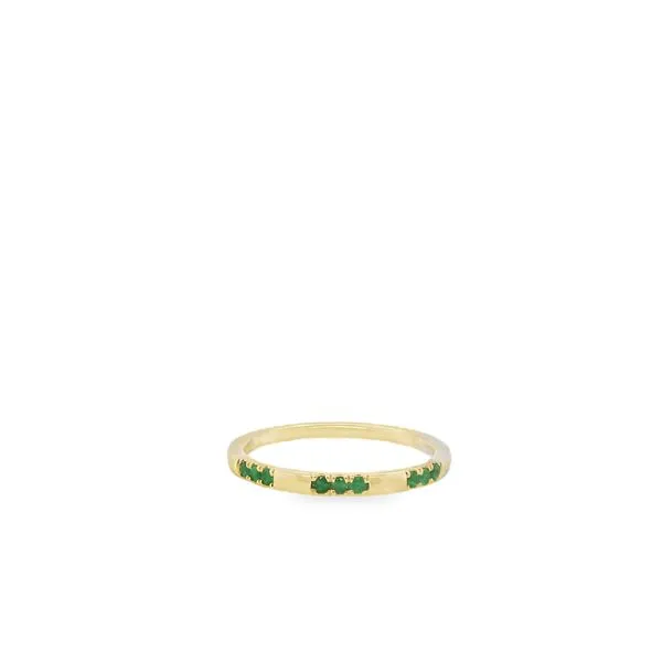 14KT YG RING CONTAINING 3 SETS OF 3 ROUND EMERALDS IN THE BAND .12CTTW Lennon's W.B. Wilcox Jewelers New Hartford, NY