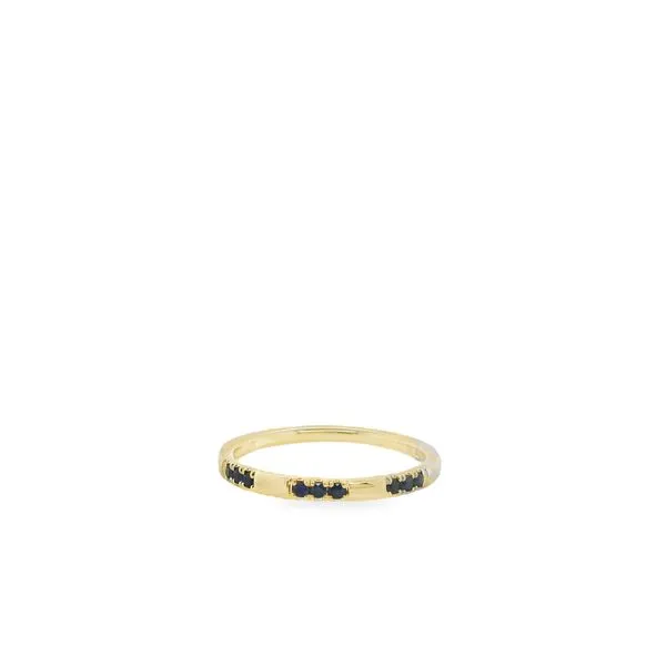 14KT YG RING CONTAINING 3 SETS OF 3 ROUND SAPPHIRES IN THE BAND .12CTTW Lennon's W.B. Wilcox Jewelers New Hartford, NY