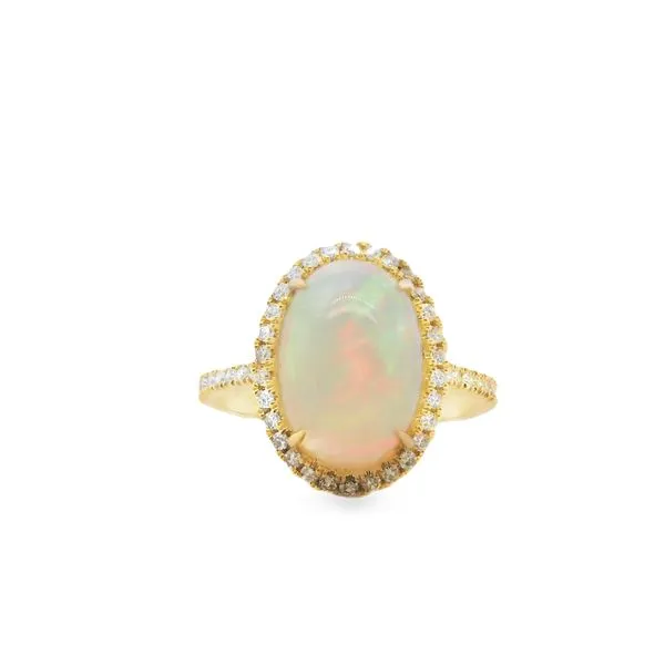 14KY Fashion Ring With One 3.16Ct Oval Opal And 50 0.32Tw Round Diamonds Lennon's W.B. Wilcox Jewelers New Hartford, NY