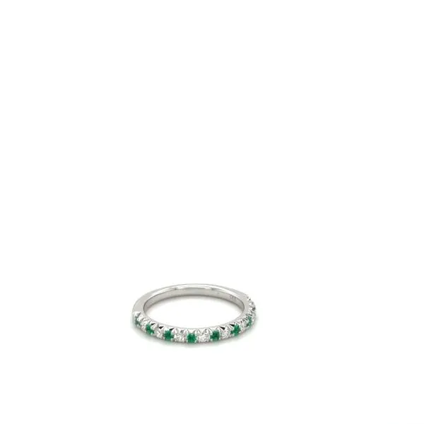 14Kt White Gold Diamond and Emerald Alternating Band Lennon's W.B. Wilcox Jewelers New Hartford, NY