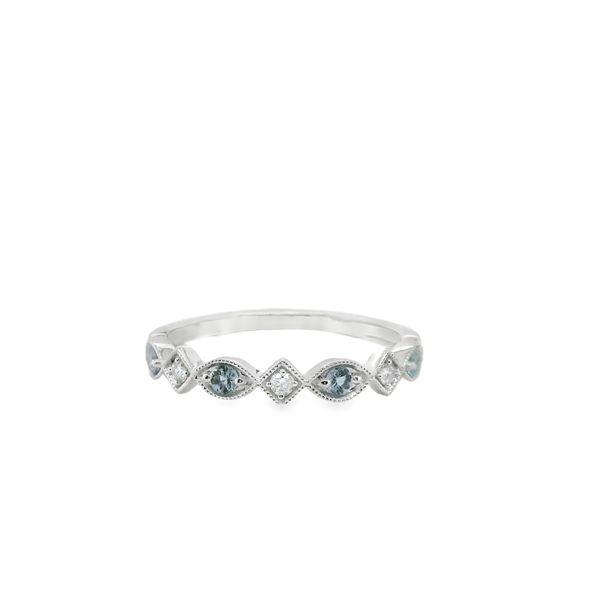 10KWG Fashion Ring With 4=0.17Tw Round Aquamarine stones And 3=0.05Tw Round Diamonds Lennon's W.B. Wilcox Jewelers New Hartford, NY