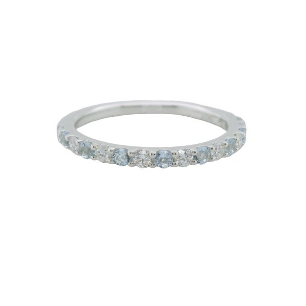 10K WG ALTERNATING GENUINE AQUAMARINE AND DIAMOND BAND  AQUA= .17 CTTW,  DIA.=20 CTTW Lennon's W.B. Wilcox Jewelers New Hartford, NY