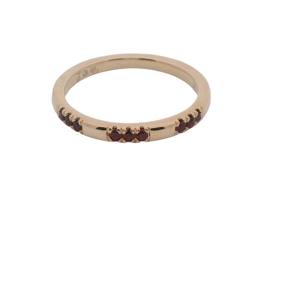 10K YG BAND WITH 9 GENUINE GARNETS IN SECTIONS OF 3 Lennon's W.B. Wilcox Jewelers New Hartford, NY