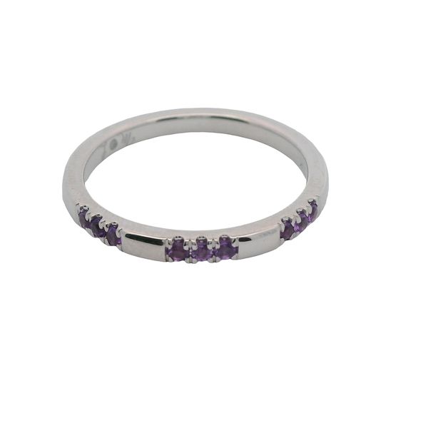 10KWG BAND WITH 9 GEN. AMETHYST IN SECTIONS OF 3    AM= .11 CTTW Lennon's W.B. Wilcox Jewelers New Hartford, NY