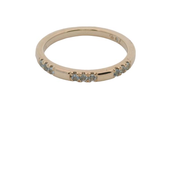 10K YG RING WITH 9 RND. AQUA IN 3 SECTIONS   .11 CTTW Lennon's W.B. Wilcox Jewelers New Hartford, NY