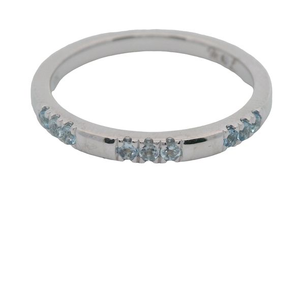 10K WG RING WITH 9 RND. AQUA IN 3 SECTIONS   .11 CTTW Lennon's W.B. Wilcox Jewelers New Hartford, NY