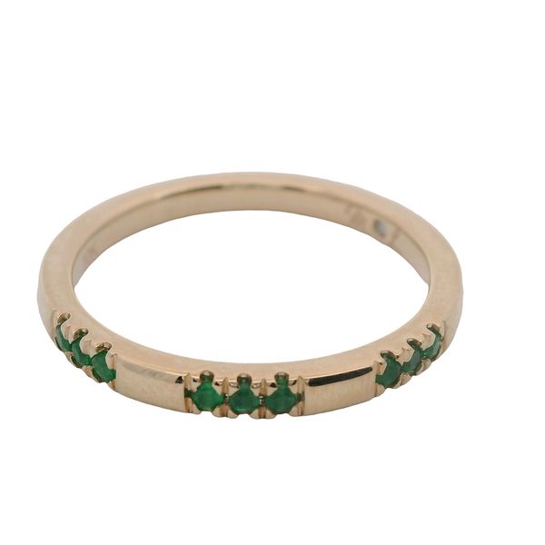 10K YG BAND WITH 9 GENUINE RND. EMERALDS 3 IN 3 SECTIONS .11 CTTW Lennon's W.B. Wilcox Jewelers New Hartford, NY