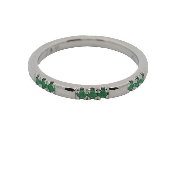10K WG RING WITH 9 RND. EMERALDS 3 IN 3 SECTIONS .11 CTTW Lennon's W.B. Wilcox Jewelers New Hartford, NY