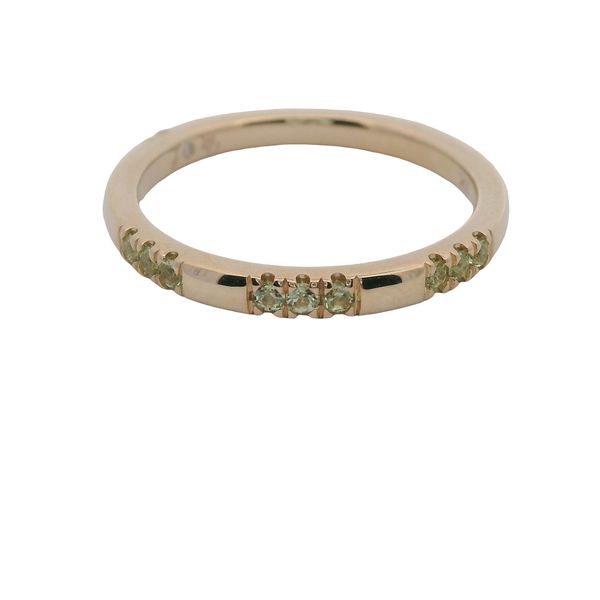 10K YG RING WITH 9 GEN PERIDOT SET IN 3 SECTIONS OF 3   .11 CTTW Lennon's W.B. Wilcox Jewelers New Hartford, NY