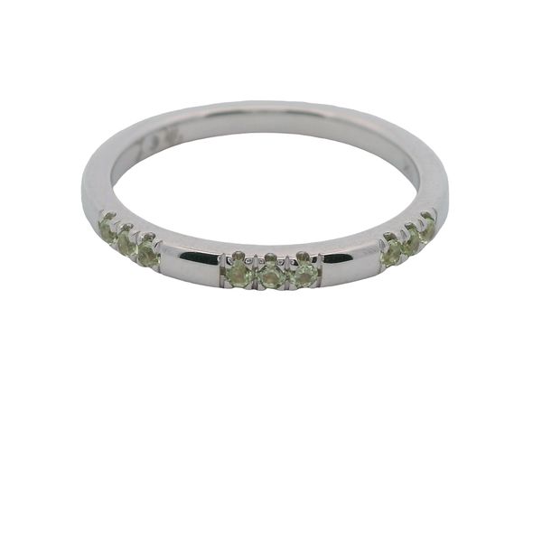 10K WG RING WITH 9 GEN PERIDOT SET IN 3 SECTIONS OF 3   .11 CTTW Lennon's W.B. Wilcox Jewelers New Hartford, NY