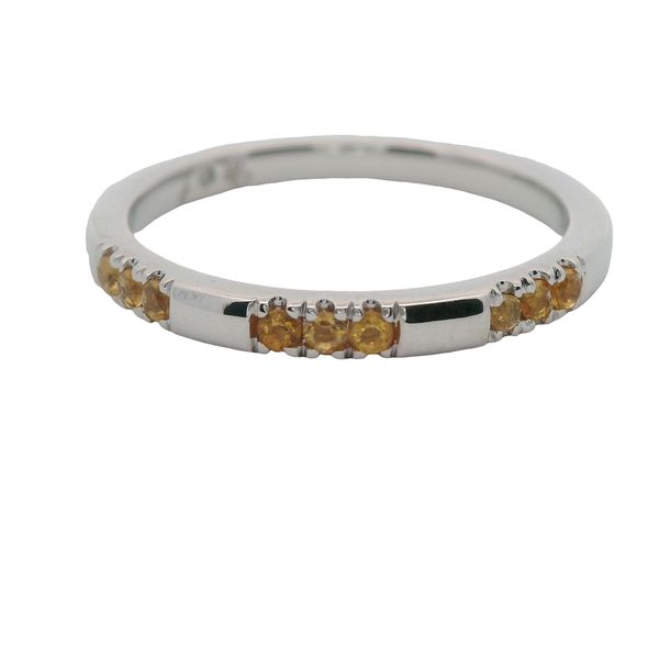 10K WG BAND WITH 9 GEN. CITRINES SET IN 3 SECTIONS OF 3.   .11 CTTW Lennon's W.B. Wilcox Jewelers New Hartford, NY