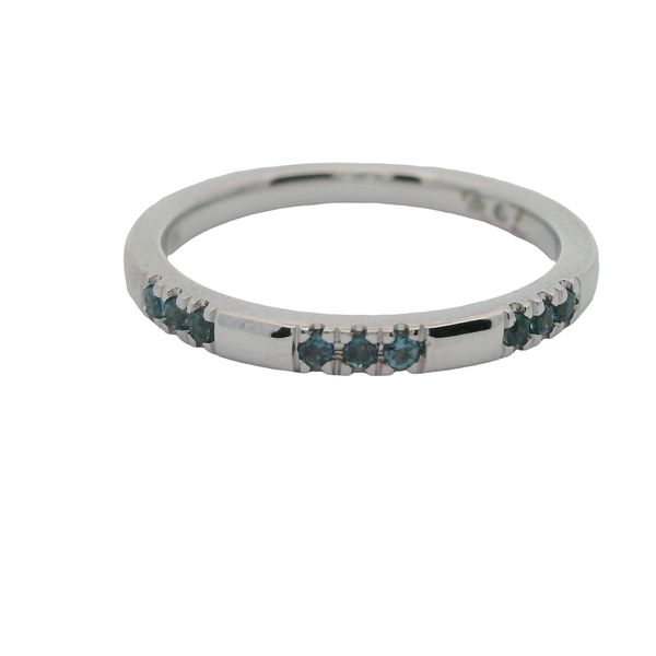 10K WG BAND WITH 9 GENUINE LONDON BLUE TOPAZ SET IN 3 SECTIONS OF 3.   .11CTTW Lennon's W.B. Wilcox Jewelers New Hartford, NY