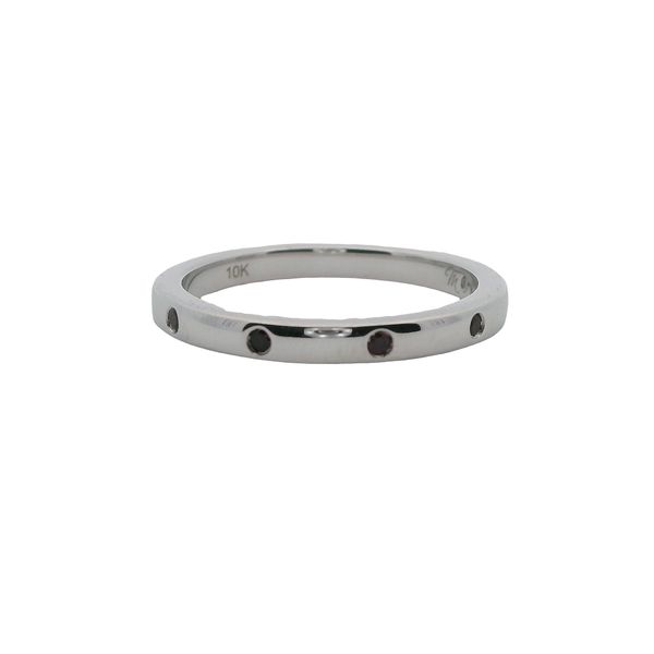 10K WG BAND WITH 5 FLUSH SET GENUINE GARNETS  .05 CTTW Lennon's W.B. Wilcox Jewelers New Hartford, NY