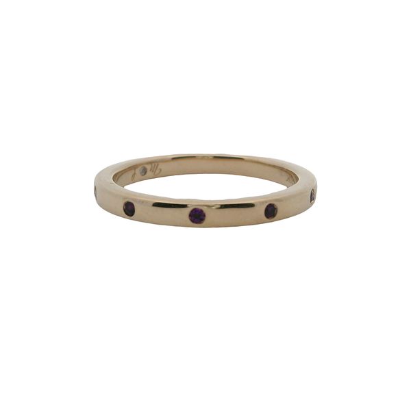 10K YG BAND WITH 5 GEN AMETHYST FLUSH SET  .05 CTW Lennon's W.B. Wilcox Jewelers New Hartford, NY
