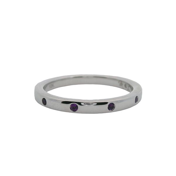 10K WG BAND WITH 5 GEN AMETHYST FLUSH SET  .05 CTW Lennon's W.B. Wilcox Jewelers New Hartford, NY