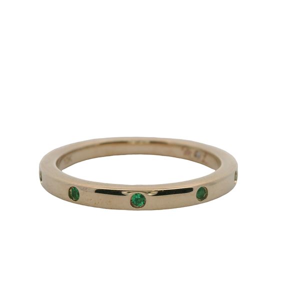 10K YG GEN. EMERALD BAND WITH 5 STONES FLUSH SET   .05 CTTW Lennon's W.B. Wilcox Jewelers New Hartford, NY