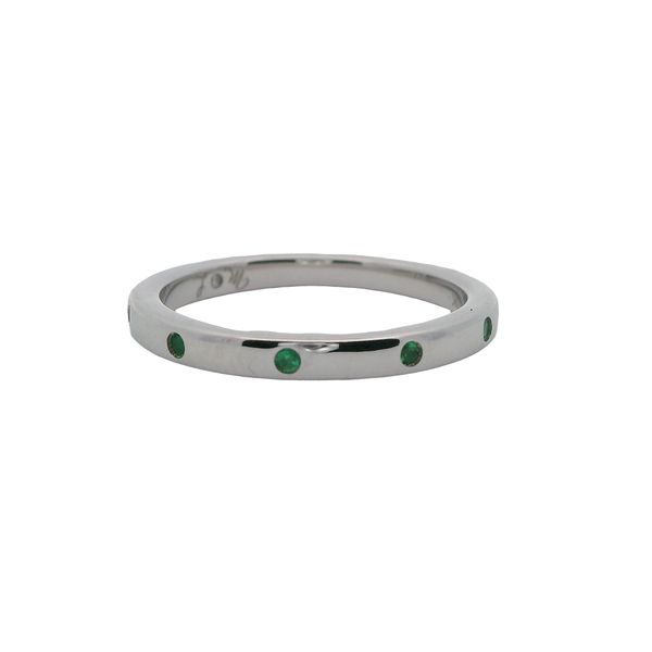 10K WG GEN. EMERALD BAND WITH 5 STONES FLUSH SET   .05 CTTW Lennon's W.B. Wilcox Jewelers New Hartford, NY