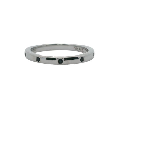 10K WG STACKABLE BAND WITH 5 BLUE SAPPHIRES SET FLUSH  .05 CTTW Lennon's W.B. Wilcox Jewelers New Hartford, NY