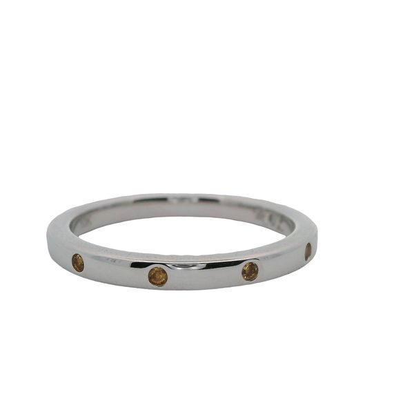 10K WG STACKABLE BAND WITH 5 GENUINE CITRINES SET FLUSH  .05 CTTW Lennon's W.B. Wilcox Jewelers New Hartford, NY