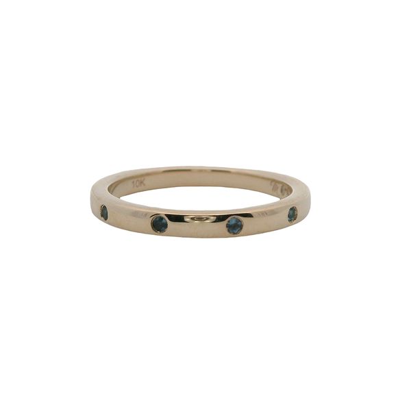 10K YG  STACKABLE BAND WITH 5 LONDON BLUE TOPAZ FLUSH SET  .05 CTTW Lennon's W.B. Wilcox Jewelers New Hartford, NY