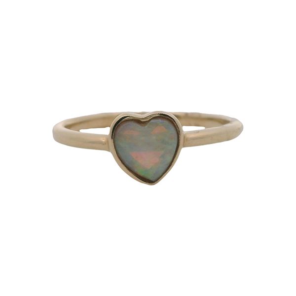 14K YG AUSTRALIAN OPAL HEART SHAPED RING  SET IN YG BEZEL Lennon's W.B. Wilcox Jewelers New Hartford, NY