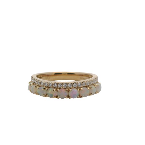 14K YG OPAL AND DIAMOND BAND  OPAL =.63 CTTW  DIA = .19 CTTW Lennon's W.B. Wilcox Jewelers New Hartford, NY