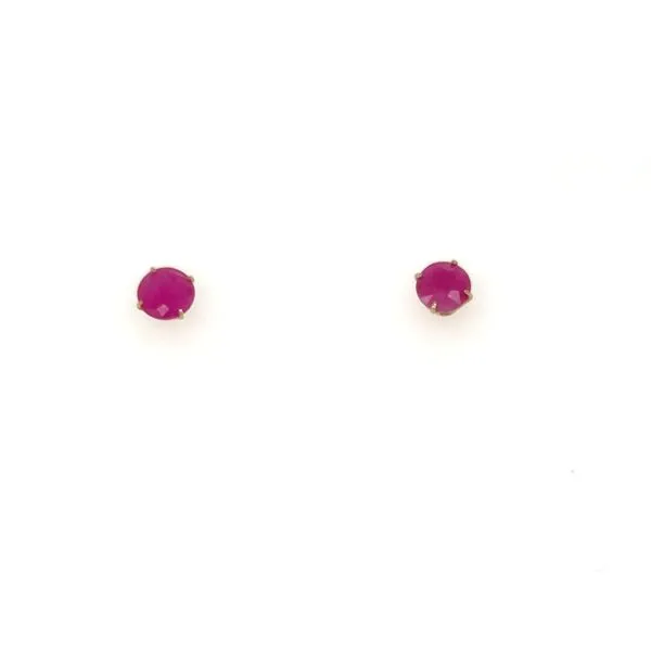 14Kt Yellow Gold Round Ruby Stud Earrings Lennon's W.B. Wilcox Jewelers New Hartford, NY