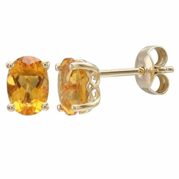 14KT YELLOW GOLD STUD EARRINGS CONTAINING OVAL CITRINE 7X5MM 1.41CTTW Lennon's W.B. Wilcox Jewelers New Hartford, NY