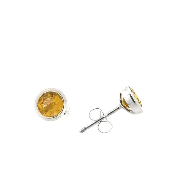 SS STUD EARRINGS WITH ONE ROUND CITRINE STONE IN EACH TOTALING 1.80TW Lennon's W.B. Wilcox Jewelers New Hartford, NY