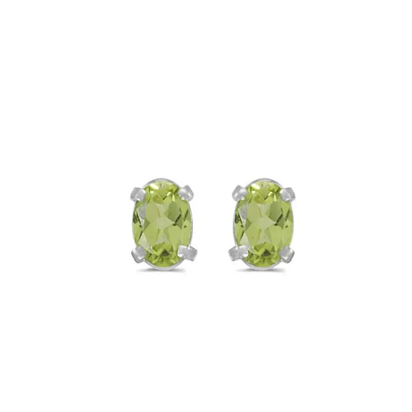 14Kt White Gold Oval Peridot Stud Earrings  Lennon's W.B. Wilcox Jewelers New Hartford, NY