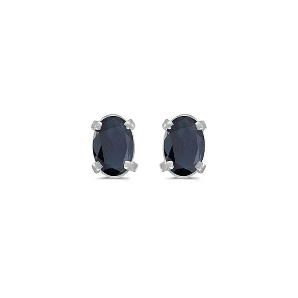  14Kt White Gold Oval Sapphire Stud Earrings  Lennon's W.B. Wilcox Jewelers New Hartford, NY