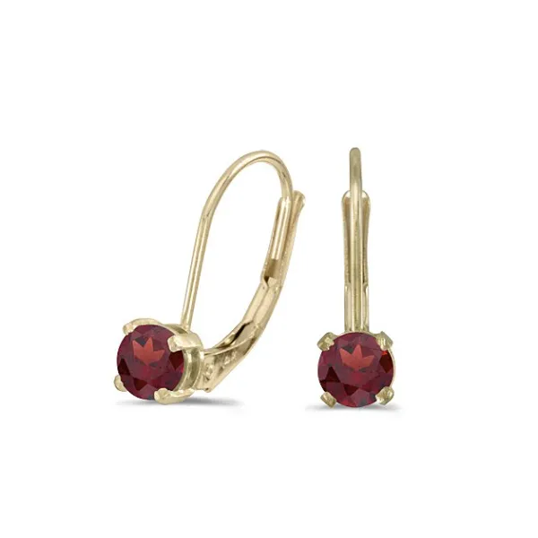 14Kt Yellow Gold Round Garnet Lever-Back Earrings Lennon's W.B. Wilcox Jewelers New Hartford, NY