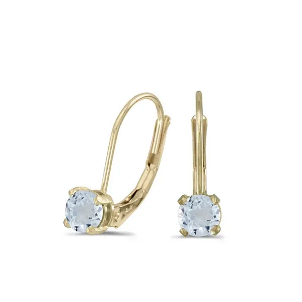 14Kt Yellow Gold Aquamarine Garnet Lever-Back Earrings Lennon's W.B. Wilcox Jewelers New Hartford, NY