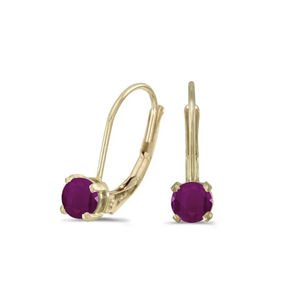 14Kt Yellow Gold Round Ruby Lever-Back Earrings Lennon's W.B. Wilcox Jewelers New Hartford, NY