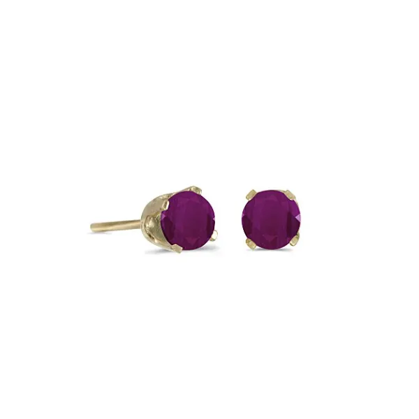 14KT YG ROUND 4MM RUBY BIRTHSTONE STUD EARRINGS Lennon's W.B. Wilcox Jewelers New Hartford, NY