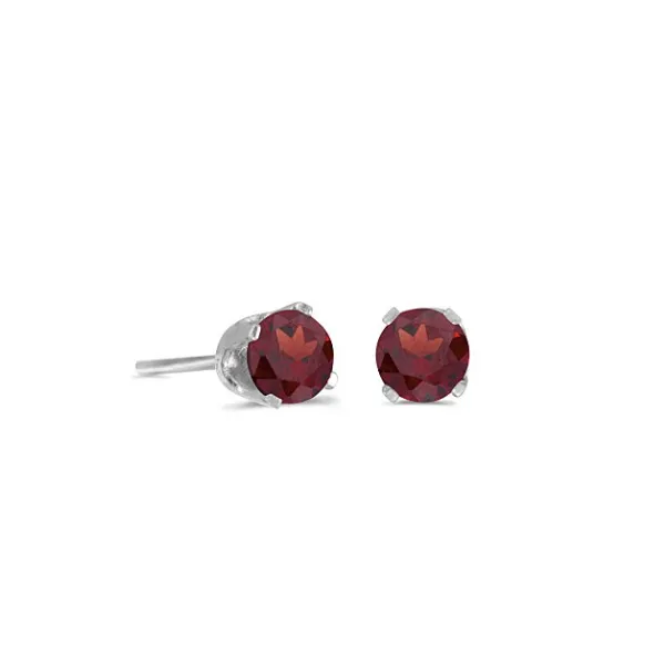 14K WHITE GOLD ROUND GARNET STUD EARRINGS Lennon's W.B. Wilcox Jewelers New Hartford, NY