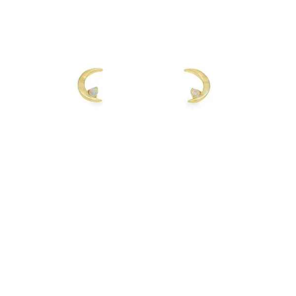 14K YELLOW GOLD AUSTRALIAN OPAL MOON EARRINGS Lennon's W.B. Wilcox Jewelers New Hartford, NY