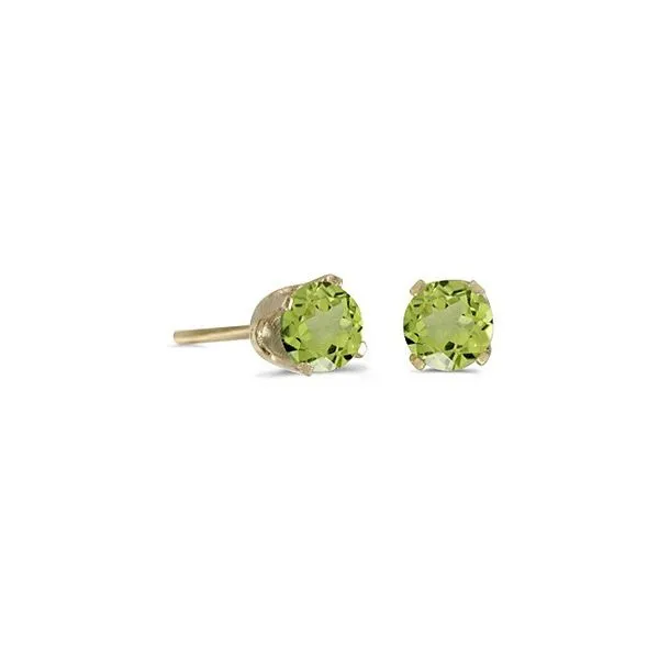 14 Karat Yellow Gold Stud Earrings With 2 = 4.00X4.00Mm Round Peridots Lennon's W.B. Wilcox Jewelers New Hartford, NY