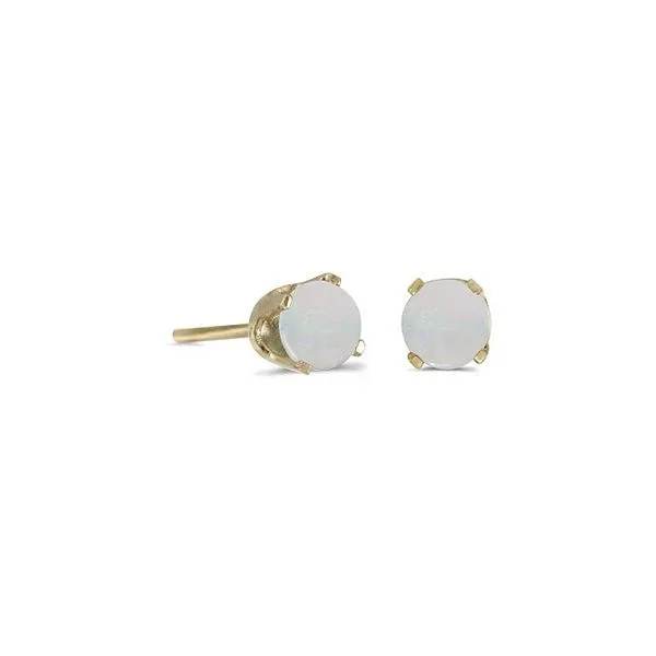14KT YG ROUND 4MM OPAL BSTONE STUD EARRINGS Lennon's W.B. Wilcox Jewelers New Hartford, NY