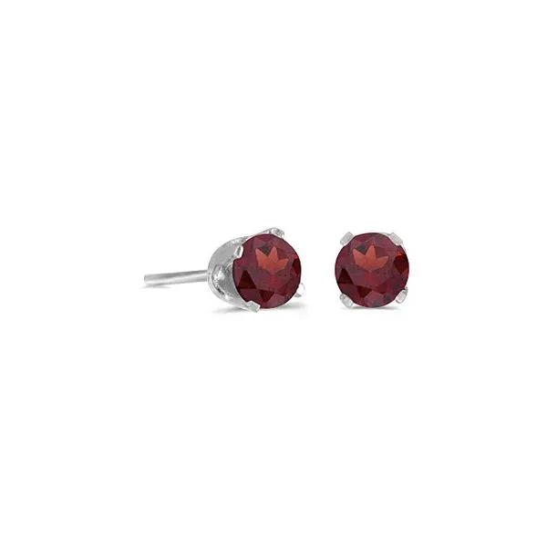 14 Karat White Gold Stud Earrings With 2= 4mm Round Garnets Lennon's W.B. Wilcox Jewelers New Hartford, NY