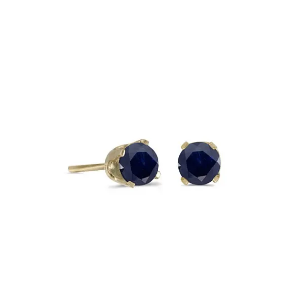 14KT YG ROUND 4MM SAPPHIRE BIRTHSTONE STUD EARRINGS Lennon's W.B. Wilcox Jewelers New Hartford, NY