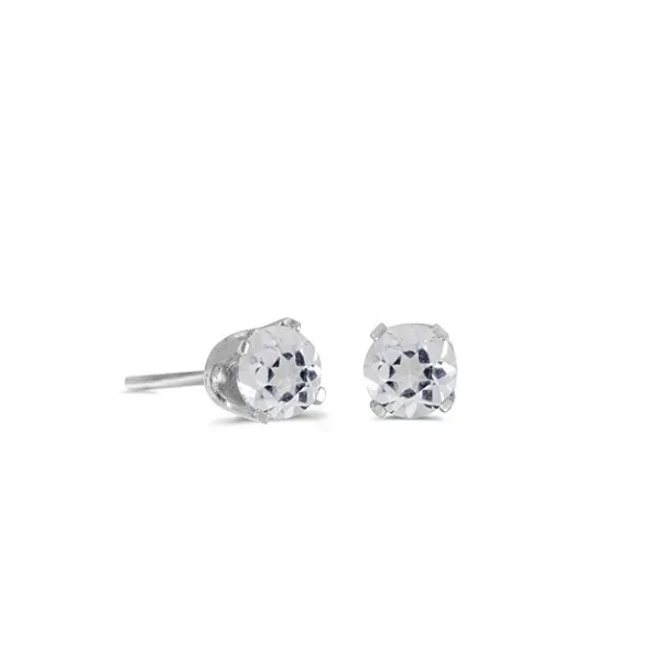 14K WHITE GOLD ROUND WHITE TOPAZ STUD EARRINGS Lennon's W.B. Wilcox Jewelers New Hartford, NY